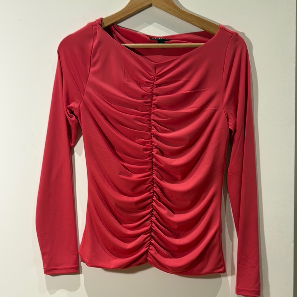 Elegant Ruched Red Women's Top
